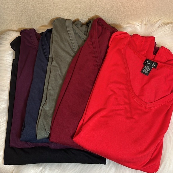 Justify Tops - Bundle Six Justify Plus Size Long Sleeve V-Neck Shirts